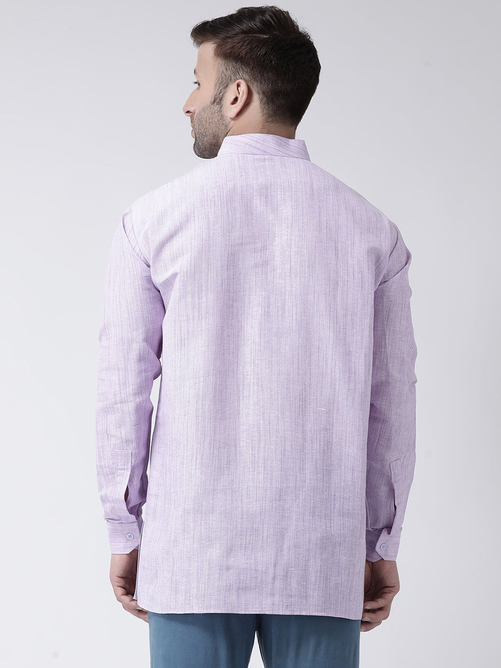 RIAG Purple Color Long Sleeves Men's Cotton Short Kurta - Distacart