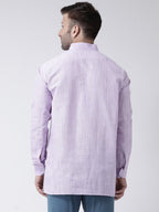RIAG Purple Color Long Sleeves Men's Cotton Short Kurta - Distacart