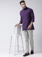RIAG Purple Color Long Sleeves Men's Cotton Short Kurta - Distacart