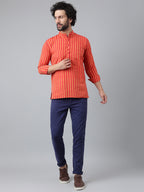 RIAG Red Color Long Sleeves Casual Men's Cotton Short Kurta - Distacart