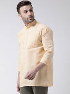 RIAG Beige Color Long Sleeves Men's Cotton Short Kurta - Distacart