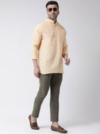 RIAG Beige Color Long Sleeves Men's Cotton Short Kurta - Distacart