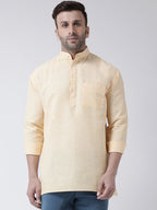 RIAG Beige Color Long Sleeves Men's Cotton Short Kurta - Distacart