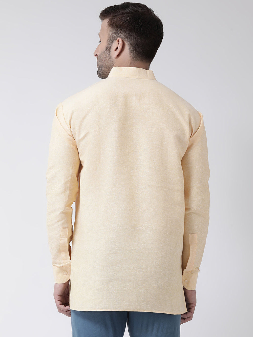RIAG Beige Color Long Sleeves Men's Cotton Short Kurta - Distacart