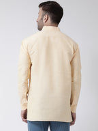 RIAG Beige Color Long Sleeves Men's Cotton Short Kurta - Distacart