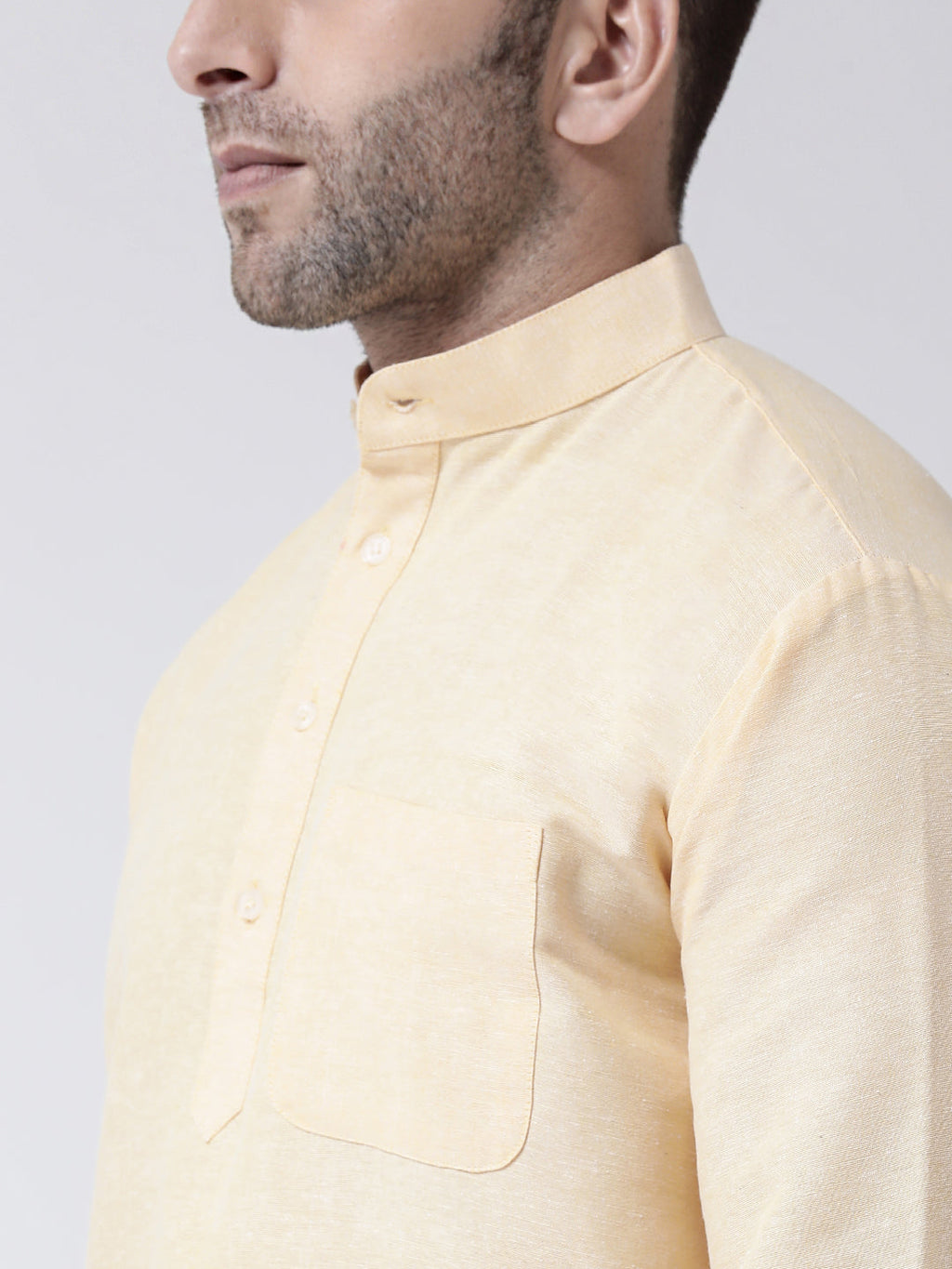 RIAG Beige Color Long Sleeves Men's Cotton Short Kurta - Distacart
