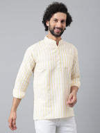 RIAG Beige Color Long Sleeves Casual Men's Cotton Short Kurta - Distacart