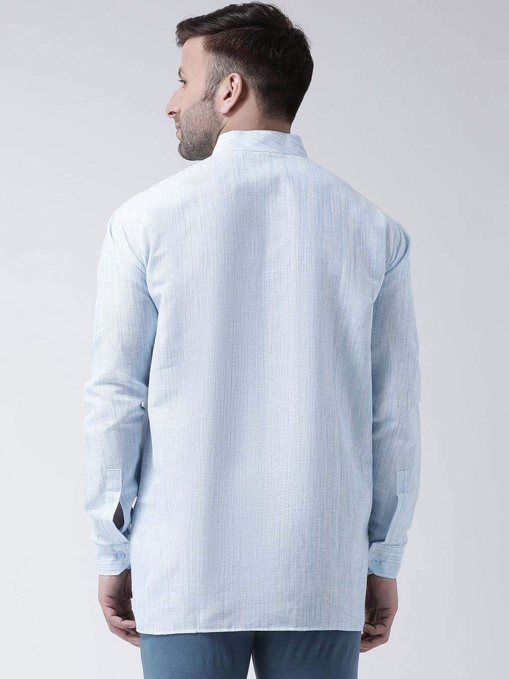RIAG Blue Color Long Sleeves Men's Cotton Short Kurta - Distacart