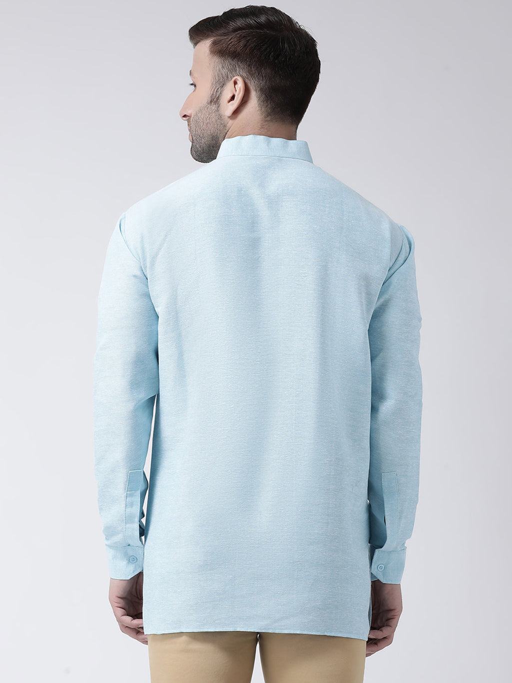 RIAG Light Blue Color Long Sleeves Men's Cotton Short Kurta - Distacart