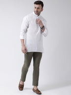 RIAG White Color Long Sleeves Men's Cotton Short Kurta - Distacart