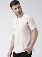 RIAG Beige Men's Chinese Collar Half Sleeves Shirt - Distacart