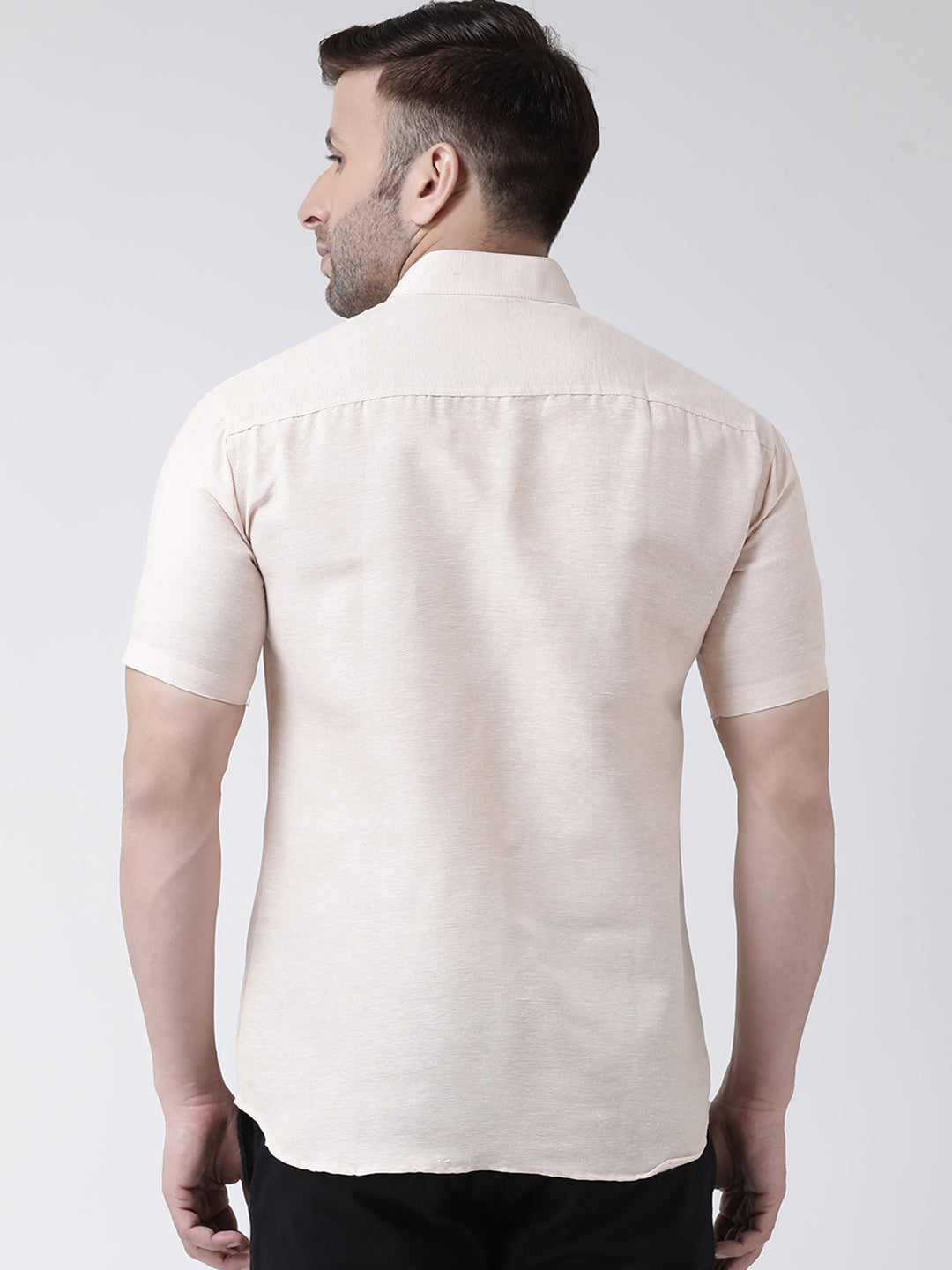 RIAG Beige Men's Chinese Collar Half Sleeves Shirt - Distacart