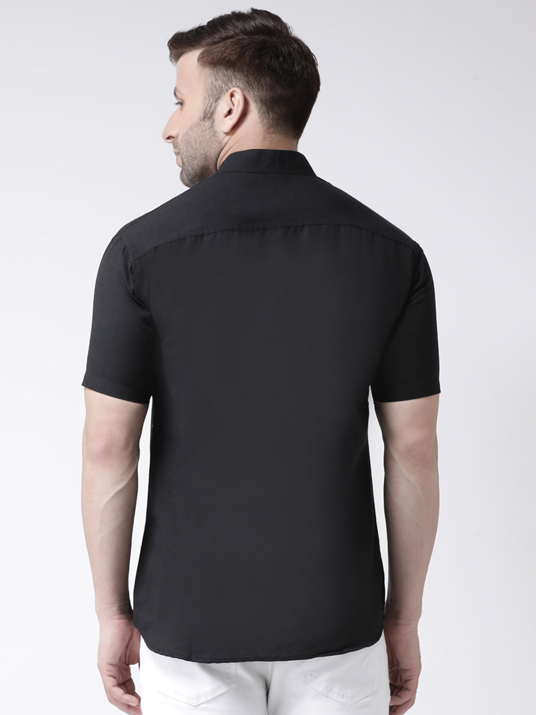 RIAG Black Men's Chinese Collar Half Sleeves Shirt - Distacart