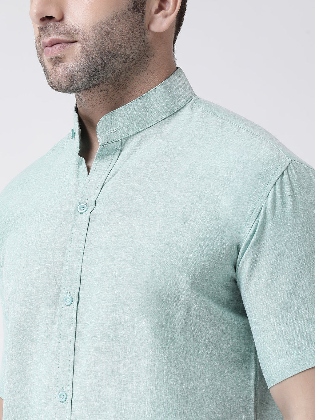 RIAG Green Men's Chinese Collar Half Sleeves Shirt - Distacart