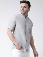 RIAG Grey Men's Chinese Collar Half Sleeves Shirt - Distacart