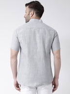 RIAG Grey Men's Chinese Collar Half Sleeves Shirt - Distacart