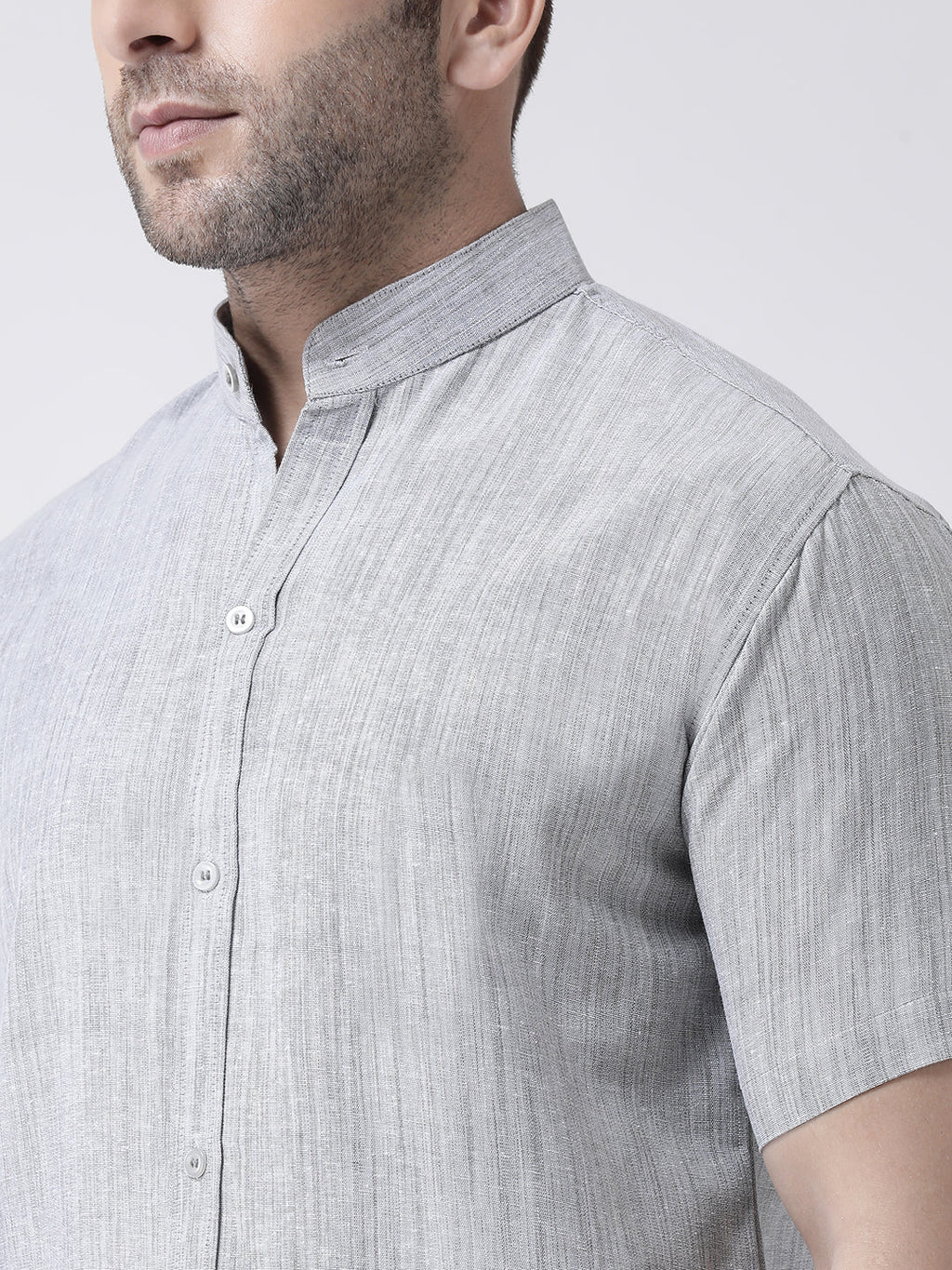 RIAG Grey Men's Chinese Collar Half Sleeves Shirt - Distacart