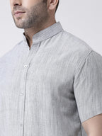 RIAG Grey Men's Chinese Collar Half Sleeves Shirt - Distacart