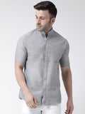 RIAG Grey Men's Chinese Collar Half Sleeves Shirt - Distacart