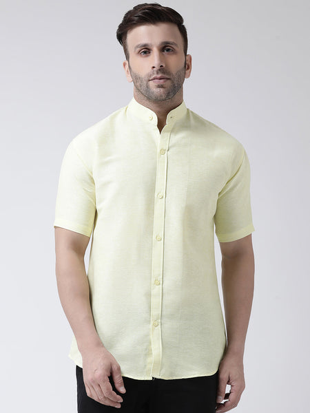 RIAG Yellow Men's Chinese Collar Half Sleeves Shirt