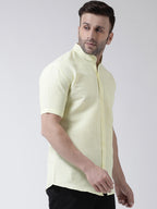 RIAG Yellow Men's Chinese Collar Half Sleeves Shirt - Distacart