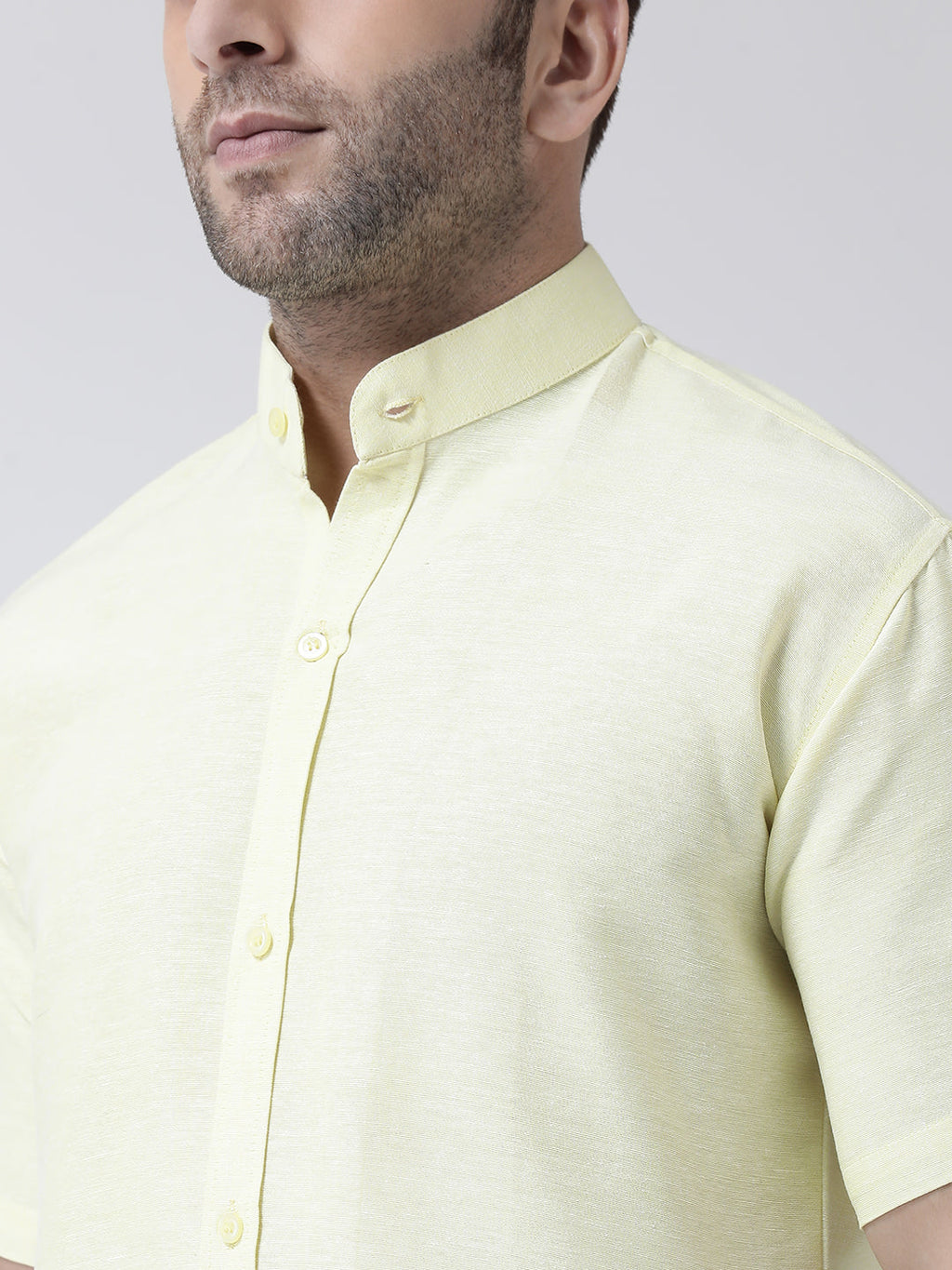 RIAG Yellow Men's Chinese Collar Half Sleeves Shirt - Distacart
