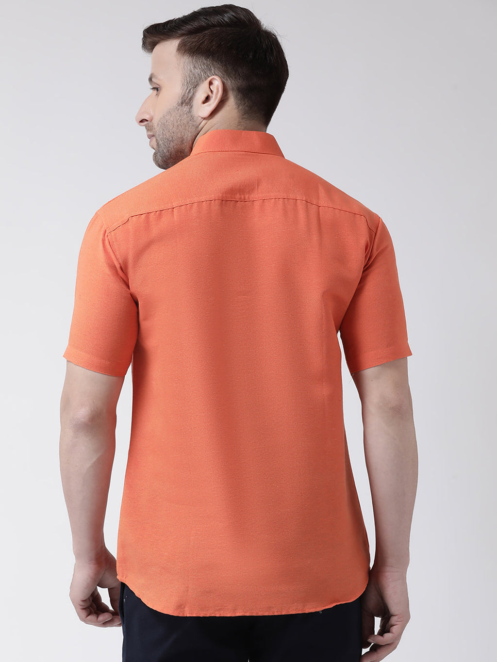 RIAG Orange Men's Chinese Collar Half Sleeves Shirt - Distacart