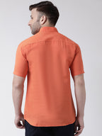 RIAG Orange Men's Chinese Collar Half Sleeves Shirt - Distacart