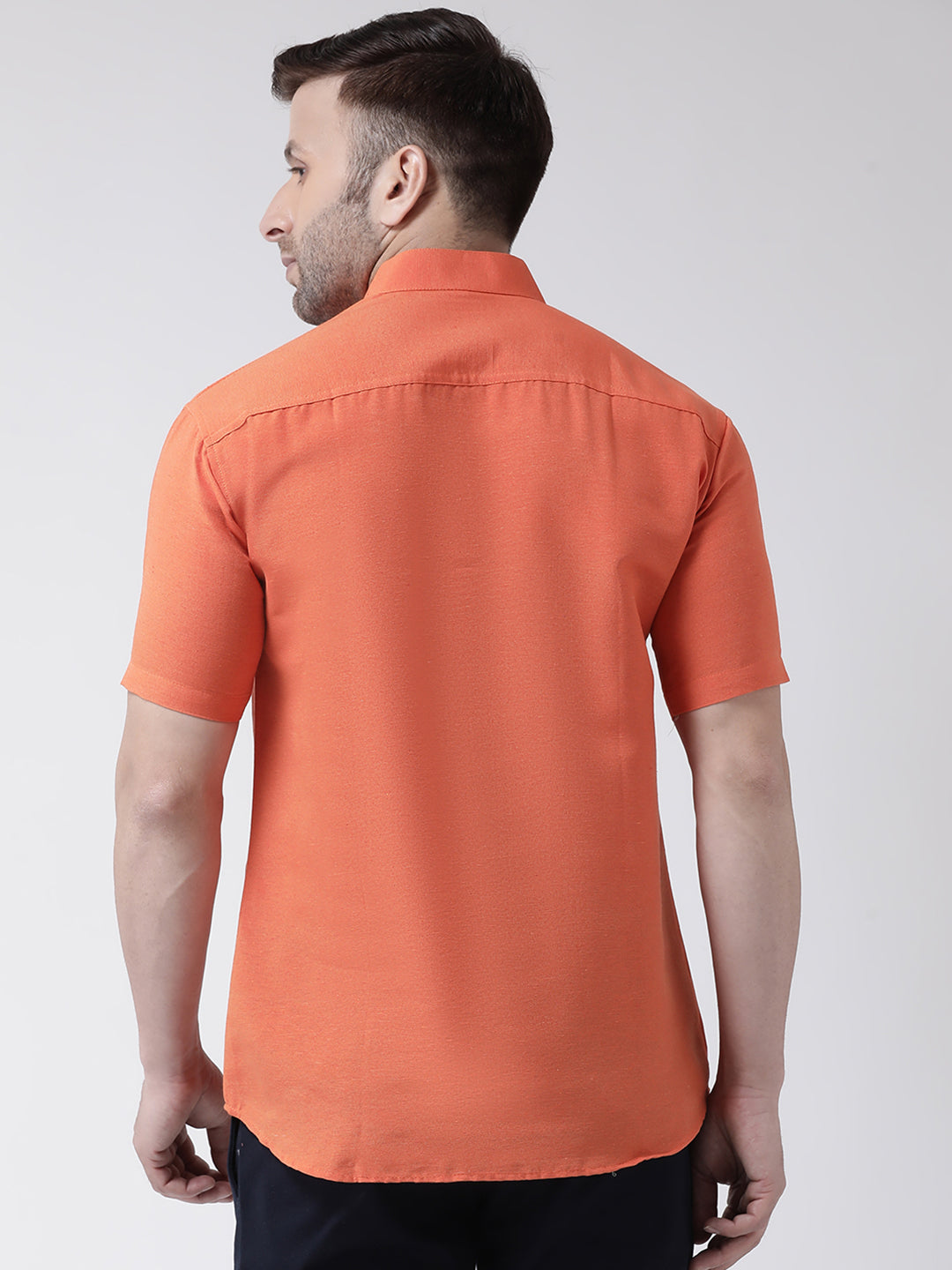 RIAG Orange Men's Chinese Collar Half Sleeves Shirt - Distacart