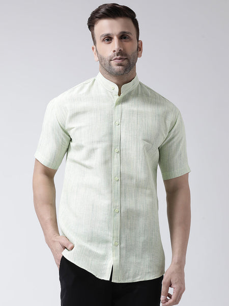 RIAG Green Men's Chinese Collar Half Sleeves Shirt