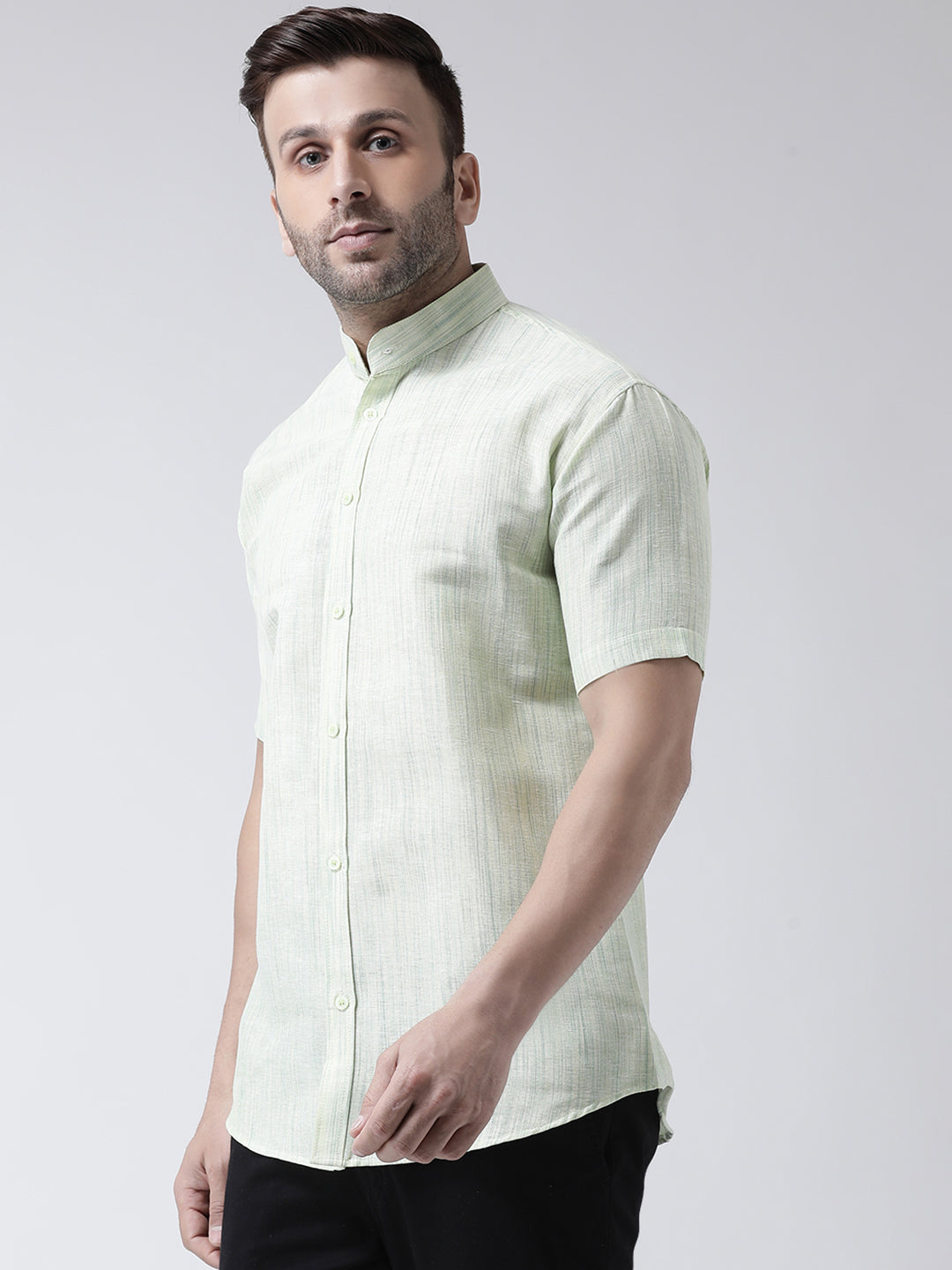 RIAG Green Men's Chinese Collar Half Sleeves Shirt - Distacart