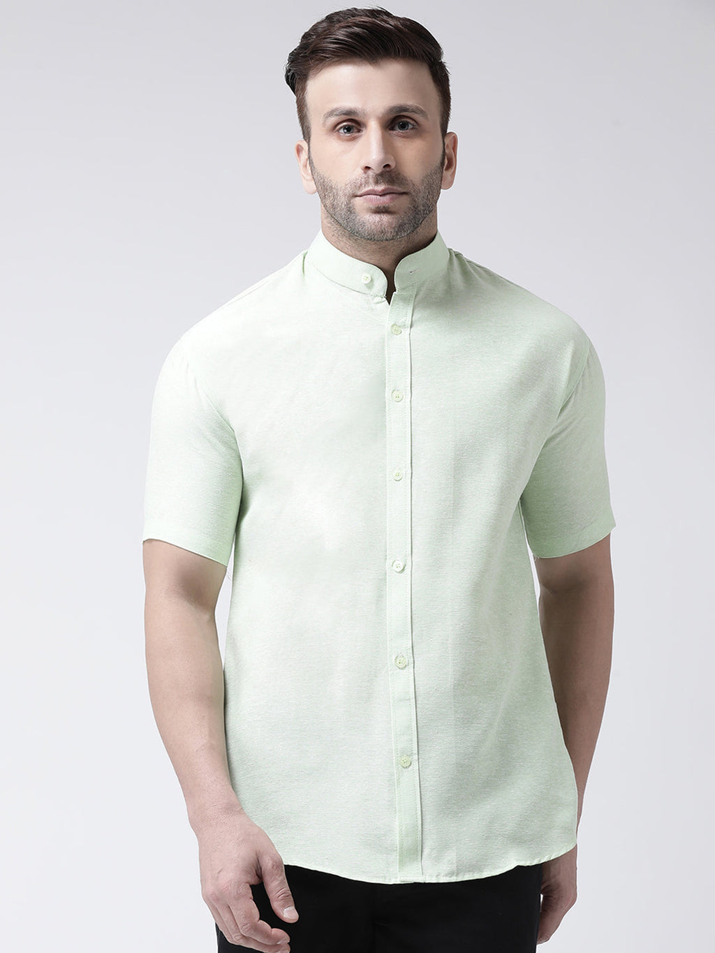 RIAG Green Men's Chinese Collar Half Sleeves Shirt - Distacart