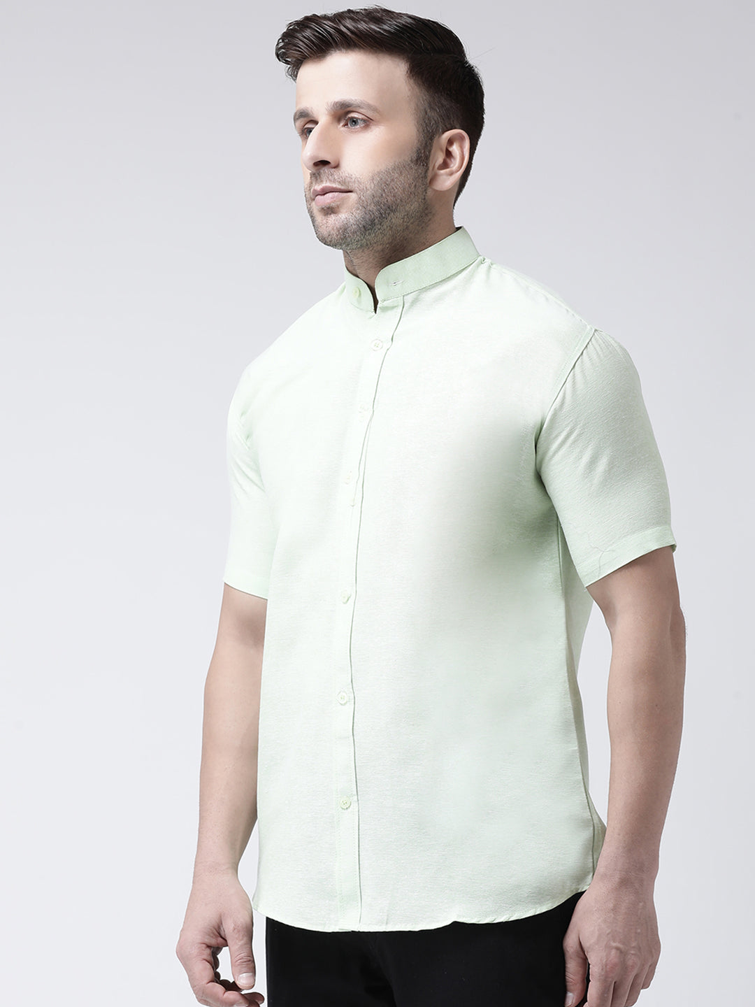RIAG Green Men's Chinese Collar Half Sleeves Shirt - Distacart