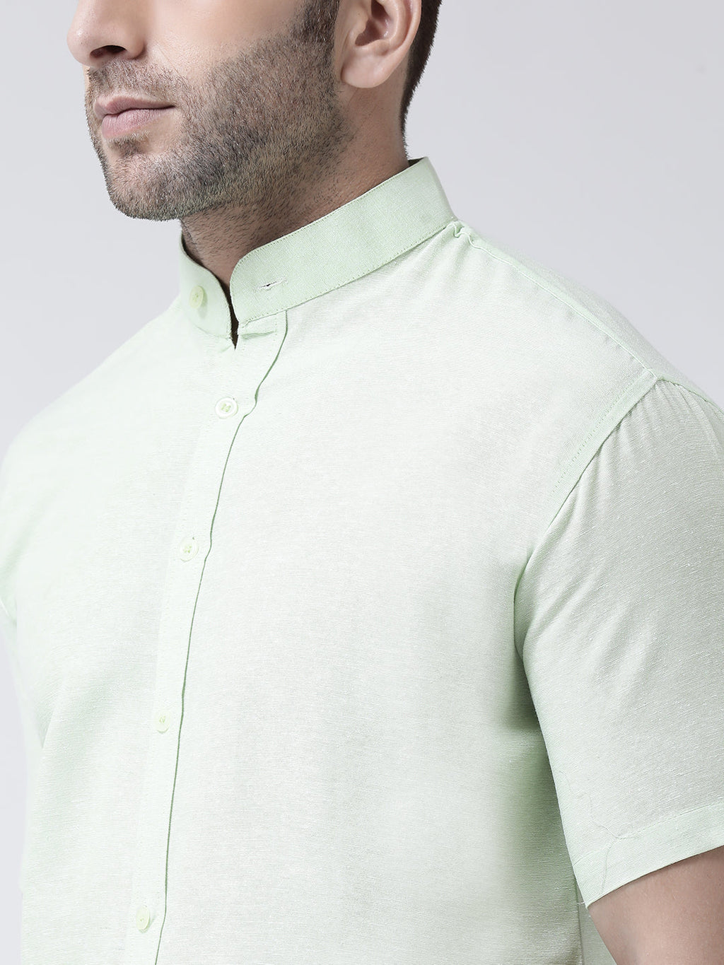 RIAG Green Men's Chinese Collar Half Sleeves Shirt - Distacart