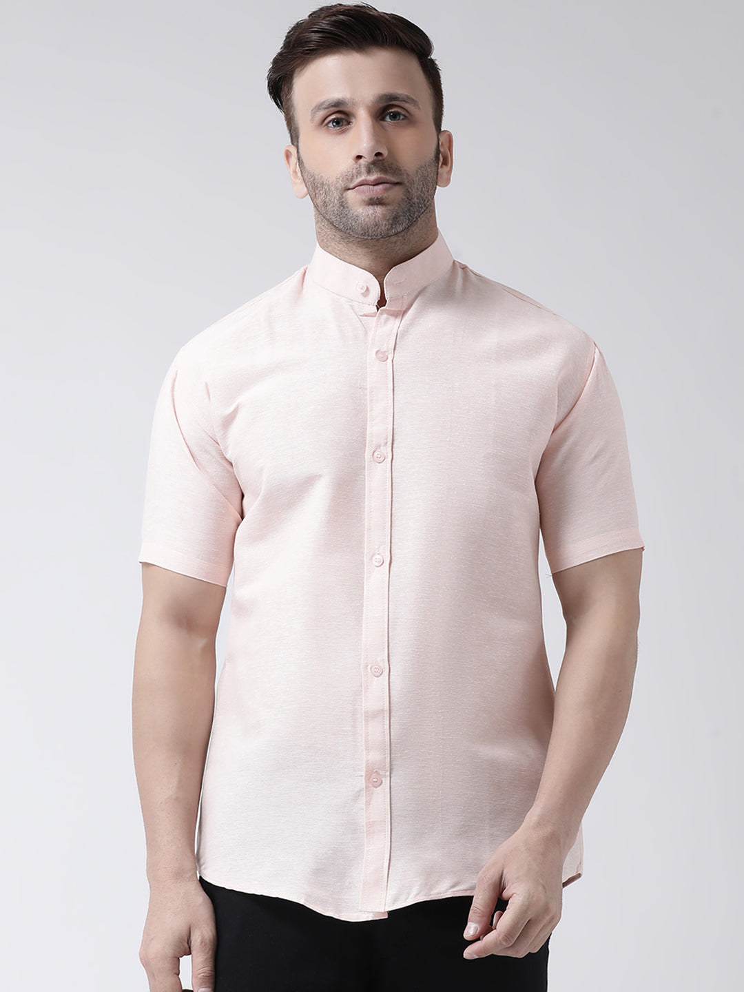 RIAG Peach Men's Chinese Collar Half Sleeves Shirt - Distacart