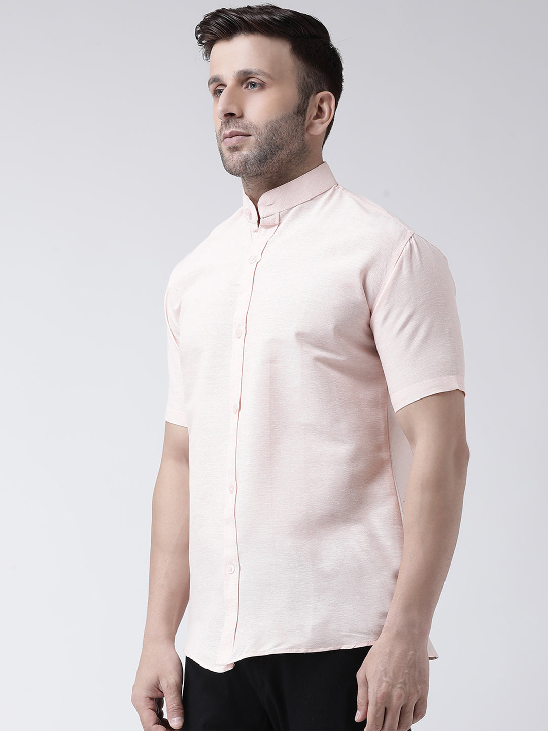 RIAG Peach Men's Chinese Collar Half Sleeves Shirt - Distacart