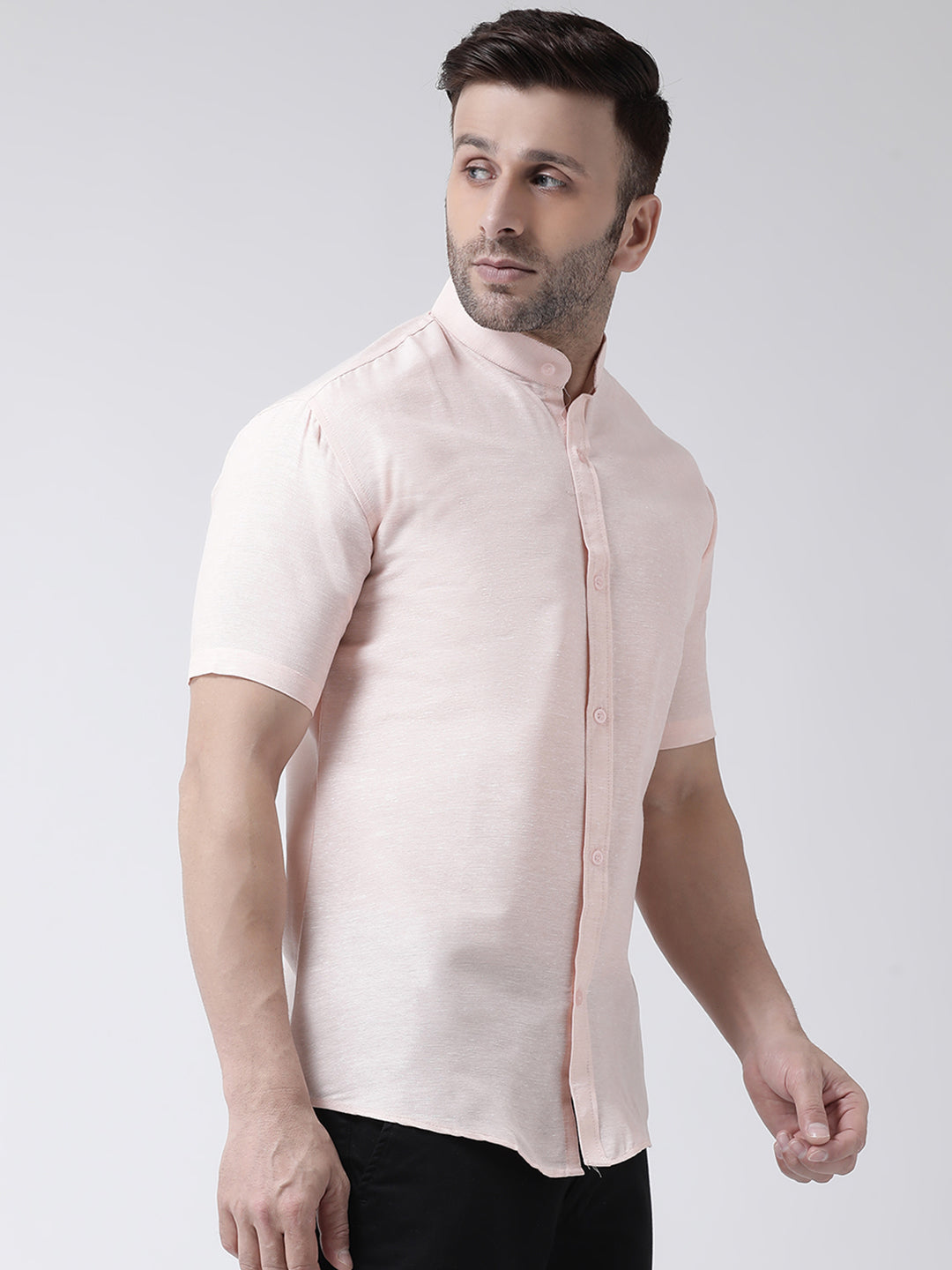 RIAG Peach Men's Chinese Collar Half Sleeves Shirt - Distacart