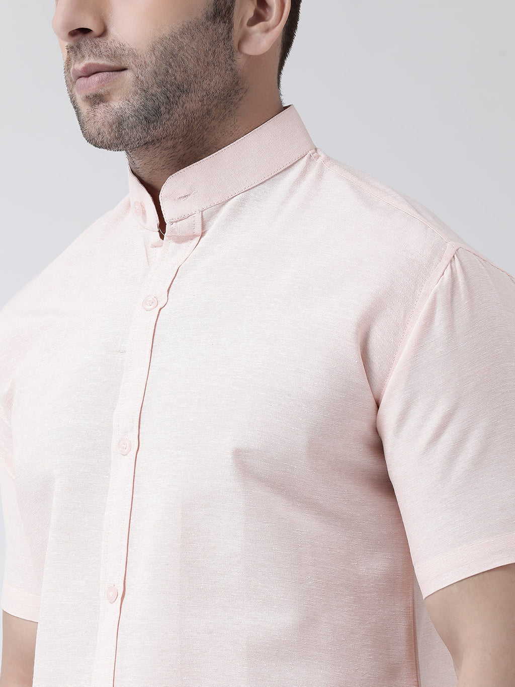 RIAG Peach Men's Chinese Collar Half Sleeves Shirt - Distacart