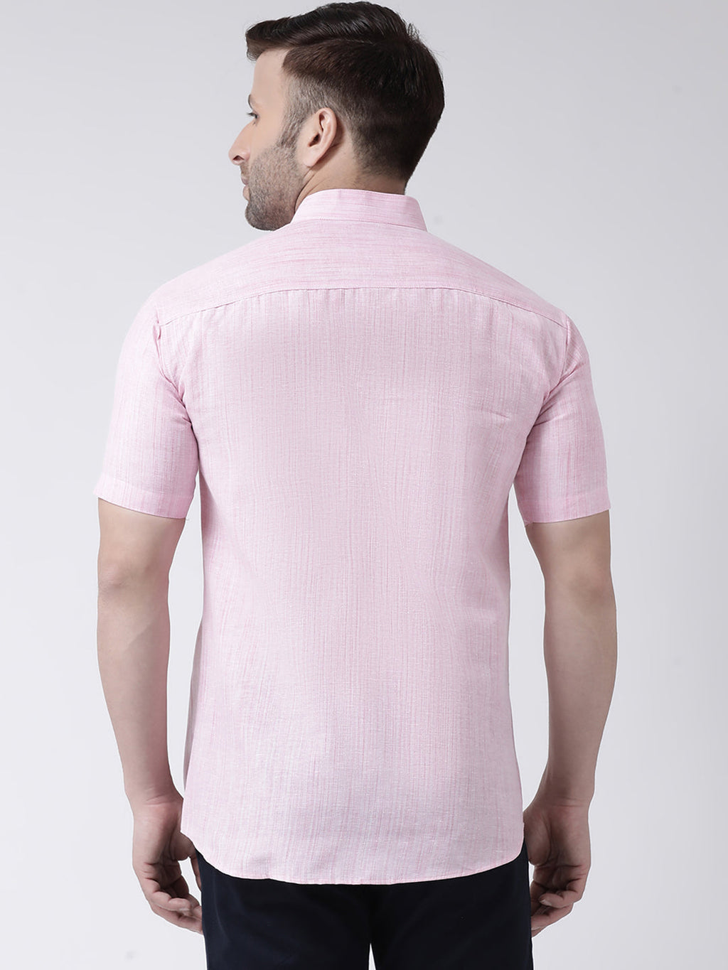 RIAG Pink Men's Chinese Collar Half Sleeves Shirt - Distacart