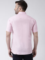 RIAG Pink Men's Chinese Collar Half Sleeves Shirt - Distacart