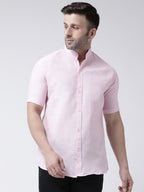 RIAG Pink Men's Chinese Collar Half Sleeves Shirt - Distacart