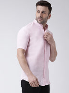 RIAG Pink Men's Chinese Collar Half Sleeves Shirt - Distacart