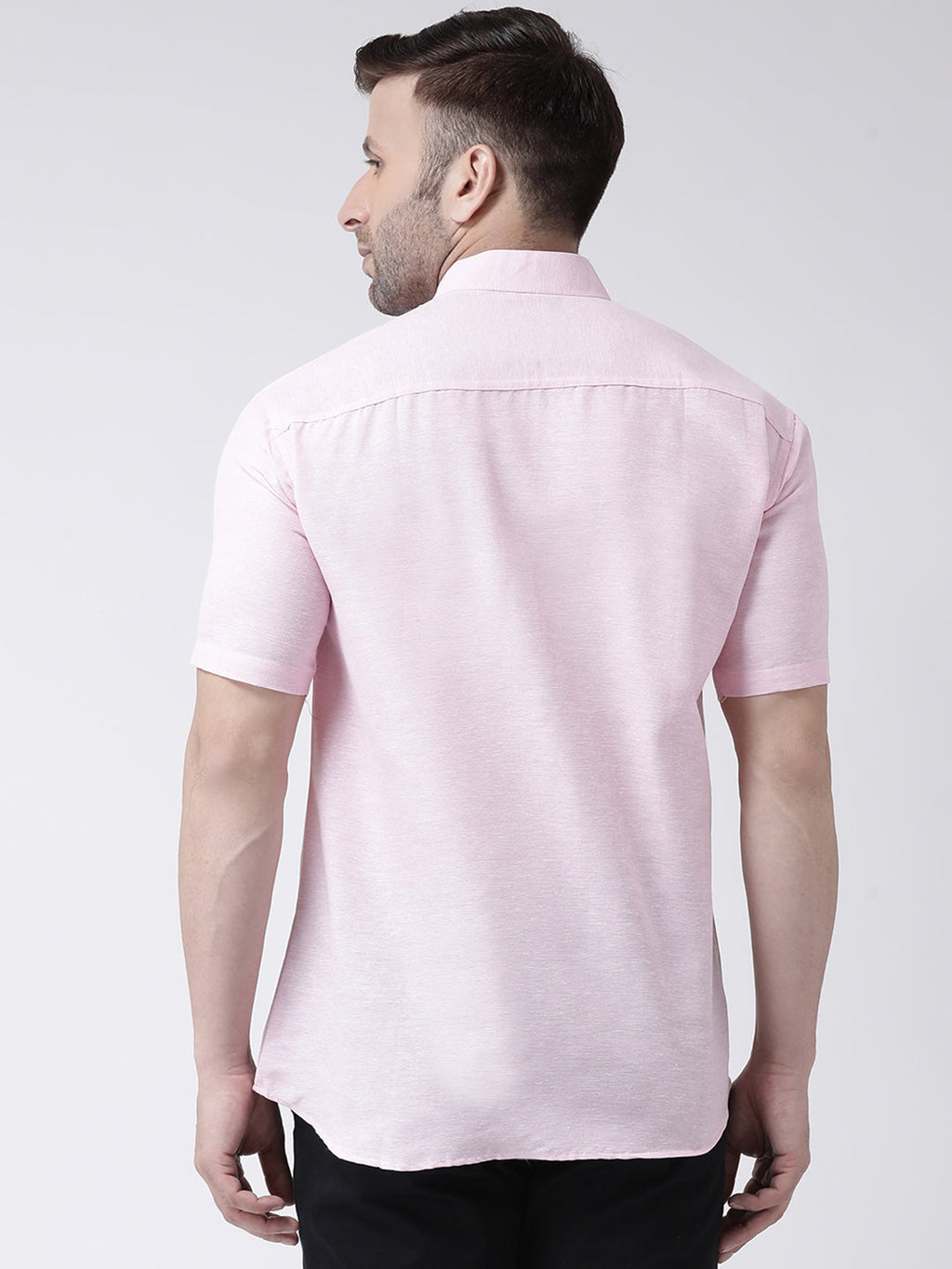 RIAG Pink Men's Chinese Collar Half Sleeves Shirt - Distacart
