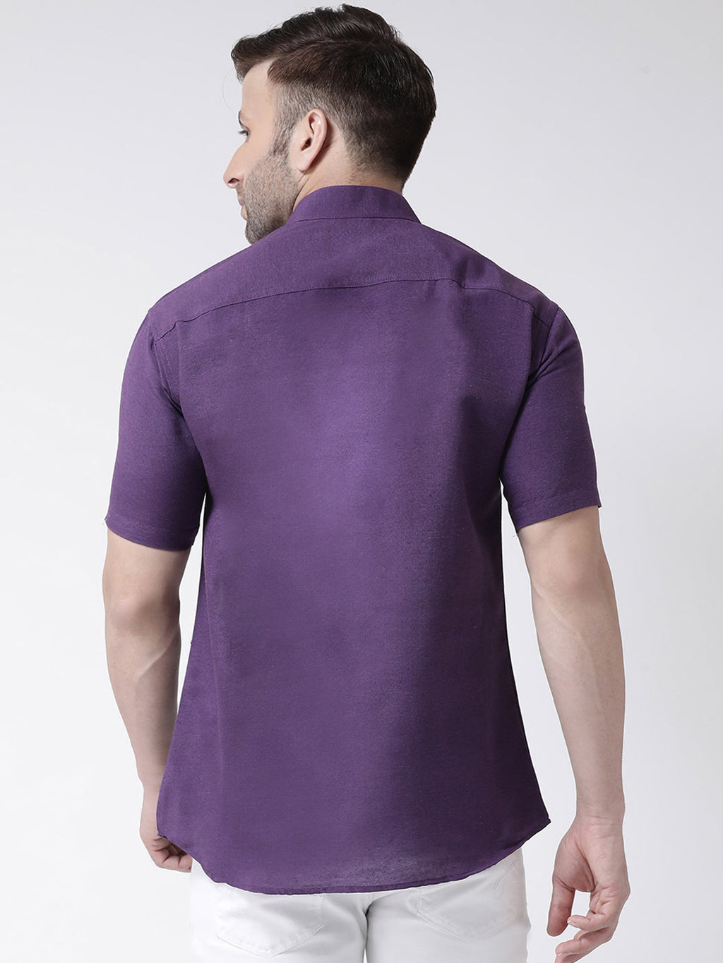 RIAG Purple Men's Chinese Collar Half Sleeves Shirt - Distacart