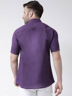 RIAG Purple Men's Chinese Collar Half Sleeves Shirt - Distacart
