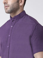 RIAG Purple Men's Chinese Collar Half Sleeves Shirt - Distacart
