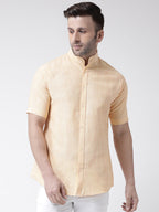 RIAG Beige Men's Chinese Collar Half Sleeves Shirt - Distacart