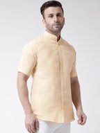 RIAG Beige Men's Chinese Collar Half Sleeves Shirt - Distacart