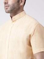 RIAG Beige Men's Chinese Collar Half Sleeves Shirt - Distacart