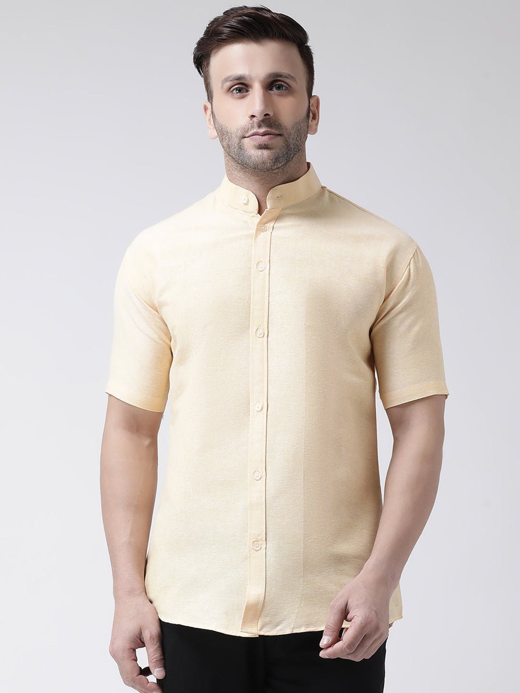 RIAG Beige Men's Chinese Collar Half Sleeves Shirt - Distacart